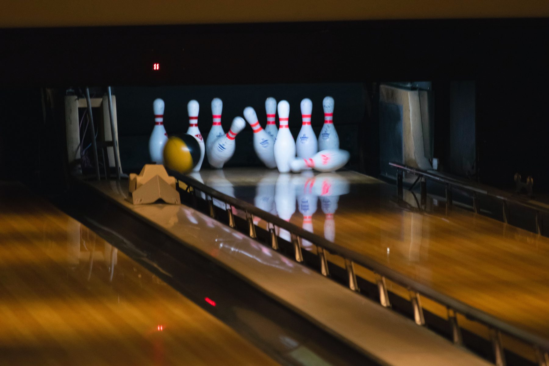 Strike at a bowling alley